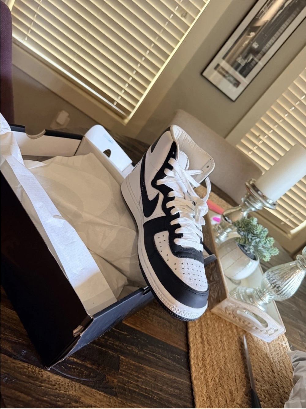 Nike Men’s High-Top Sneakers in White and Black